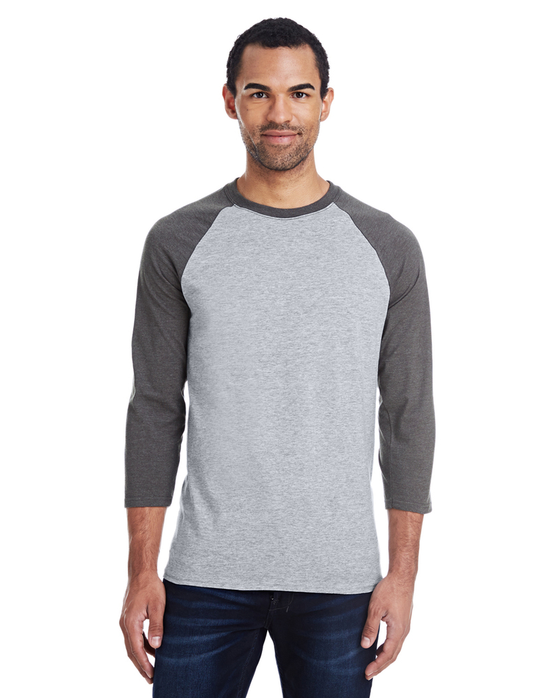 hanes 42ba men's 4.5 oz., 60/40 ringspun cotton/polyester x-temp® baseball t-shirt Front Fullsize