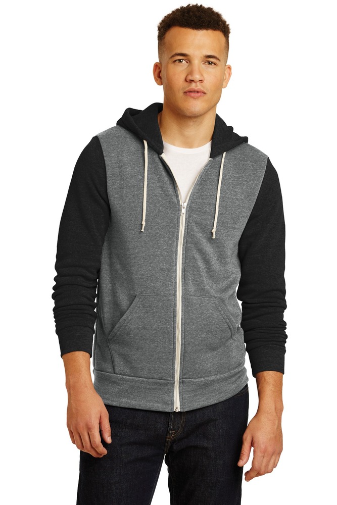 alternative aa3203 colorblock rocky eco ™ -fleece zip hoodie Front Fullsize