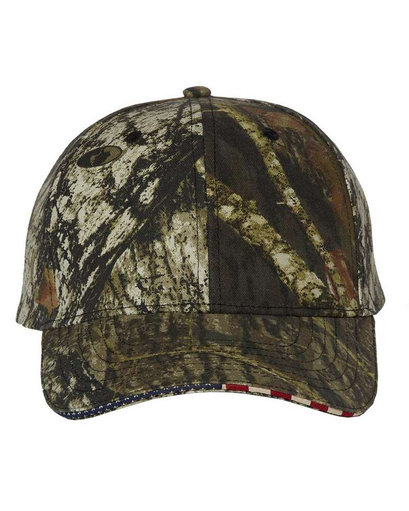 outdoor cap usa350 camo with flag sandwich visor cap Front Fullsize