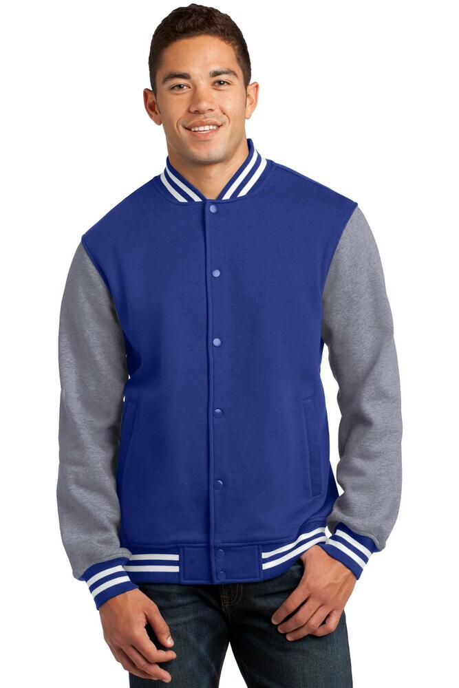 sport-tek st270 fleece letterman jacket Front Fullsize