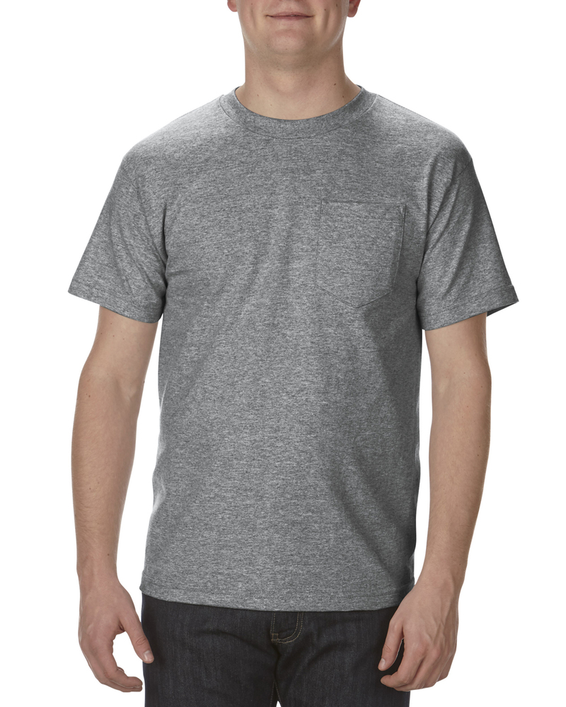 alstyle al1905 adult 5.1 oz., 100% soft spun cotton pocket t-shirt Front Fullsize
