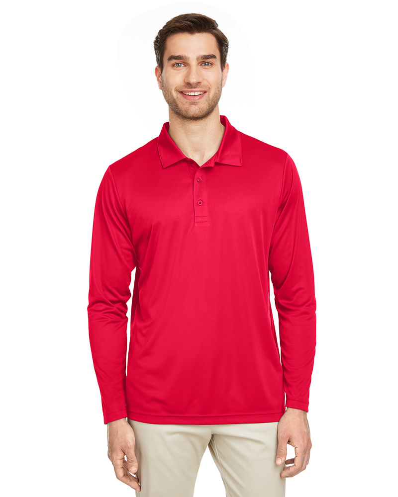 team 365 tt51l men's zone performance long sleeve polo Front Fullsize