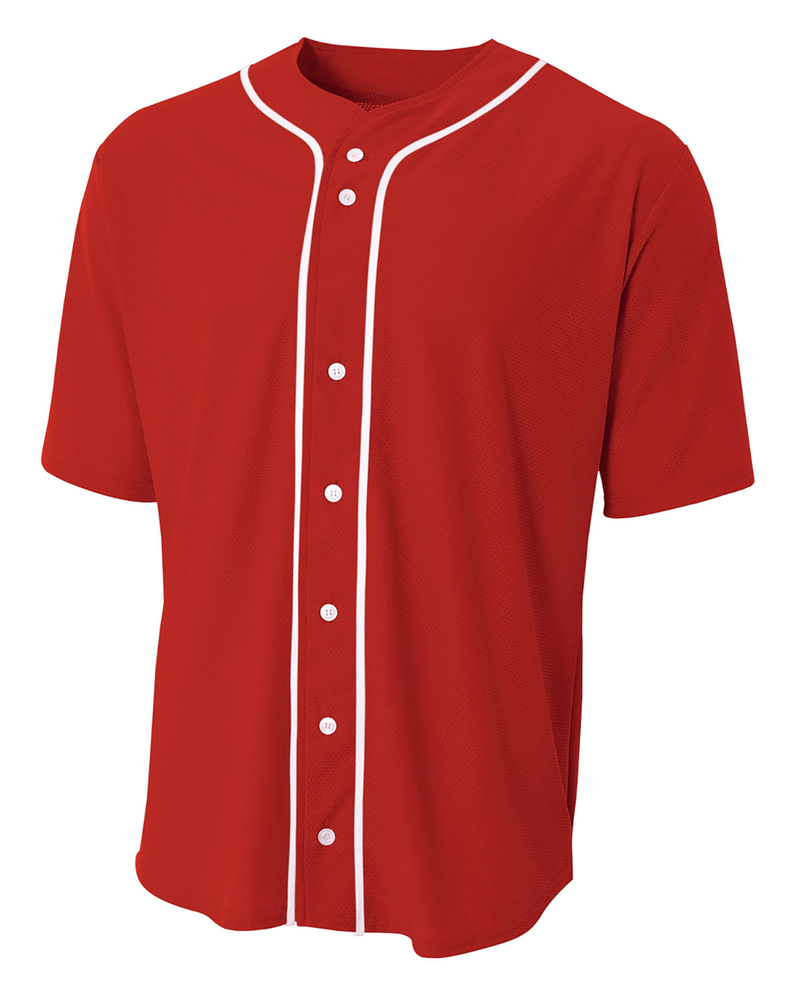 a4 n4184 shorts sleeve full button baseball top Front Fullsize