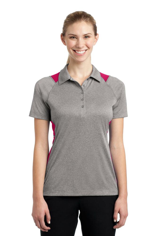 Sport-Tek LST665 Women's Heather Colorblock Contender ™ Polo Front Fullsize"