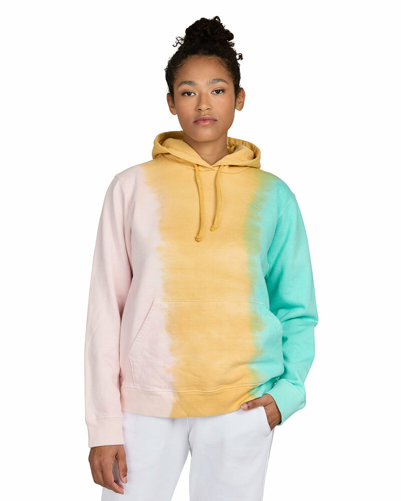 us blanks 4412rb unisex made in usa rainbow tie-dye hooded sweatshirt Front Fullsize
