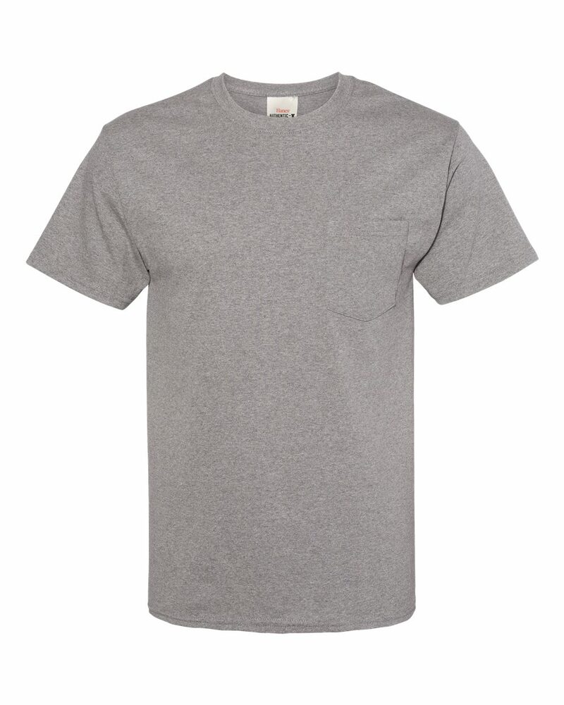 hanes h5590 authentic-t ® 100% cotton t-shirt with pocket Front Fullsize