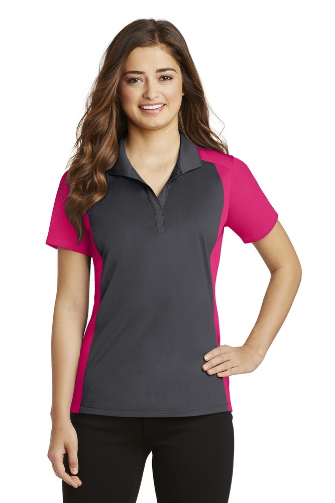 sport-tek lst652 ladies colorblock micropique sport-wick ® polo Front Fullsize