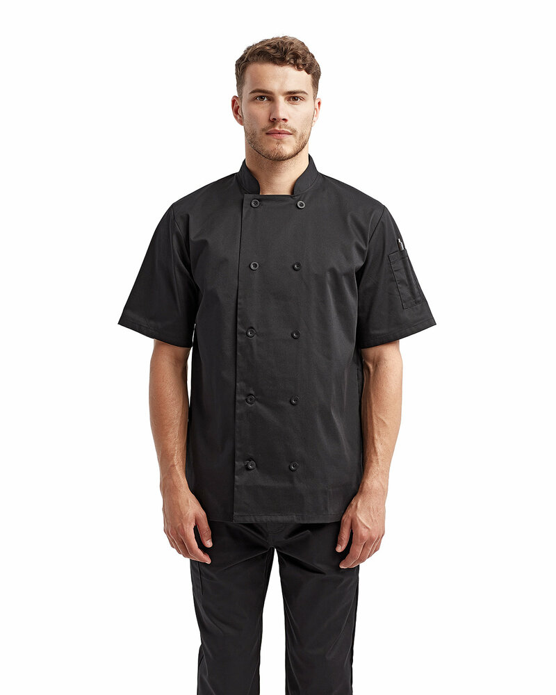 artisan collection by reprime rp656 unisex shirt-sleeve sustainable chef's jacket Front Fullsize