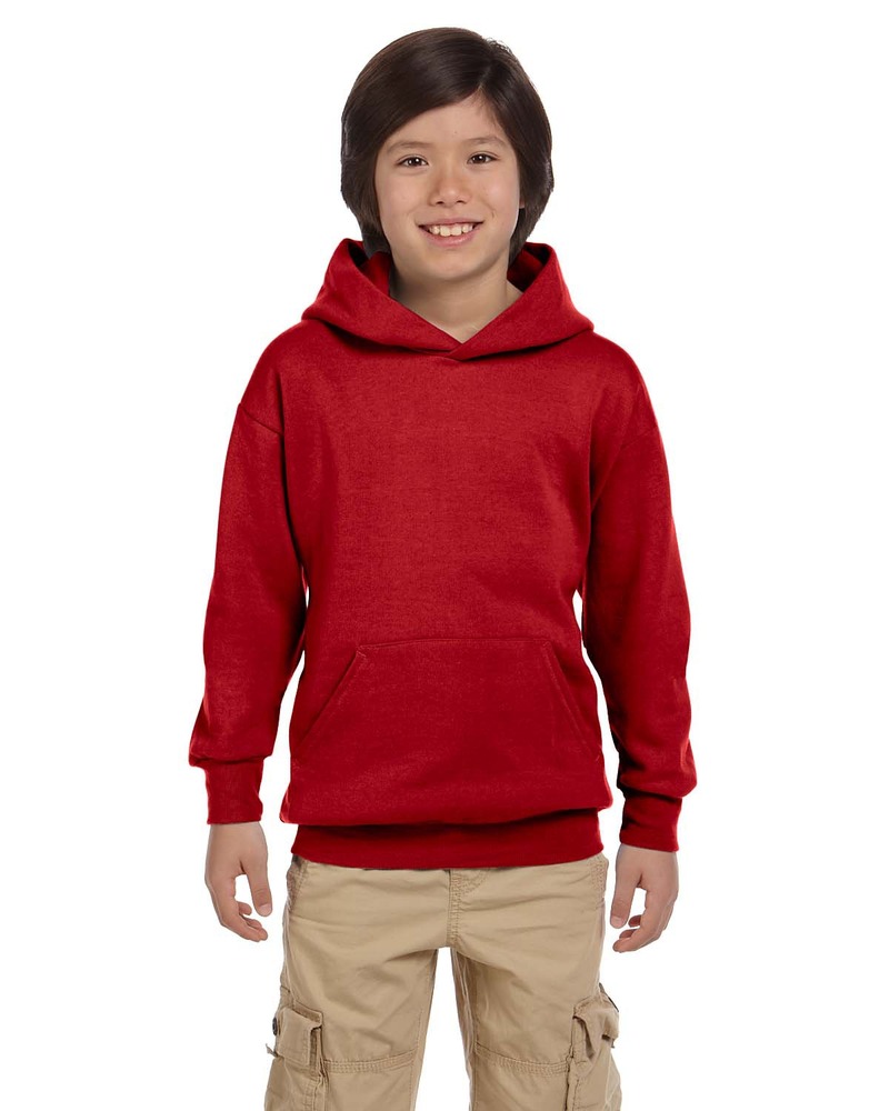 Hanes P473 Youth 7.8 oz. EcoSmart® 50/50 Pullover Hooded Sweatshirt Front Fullsize"