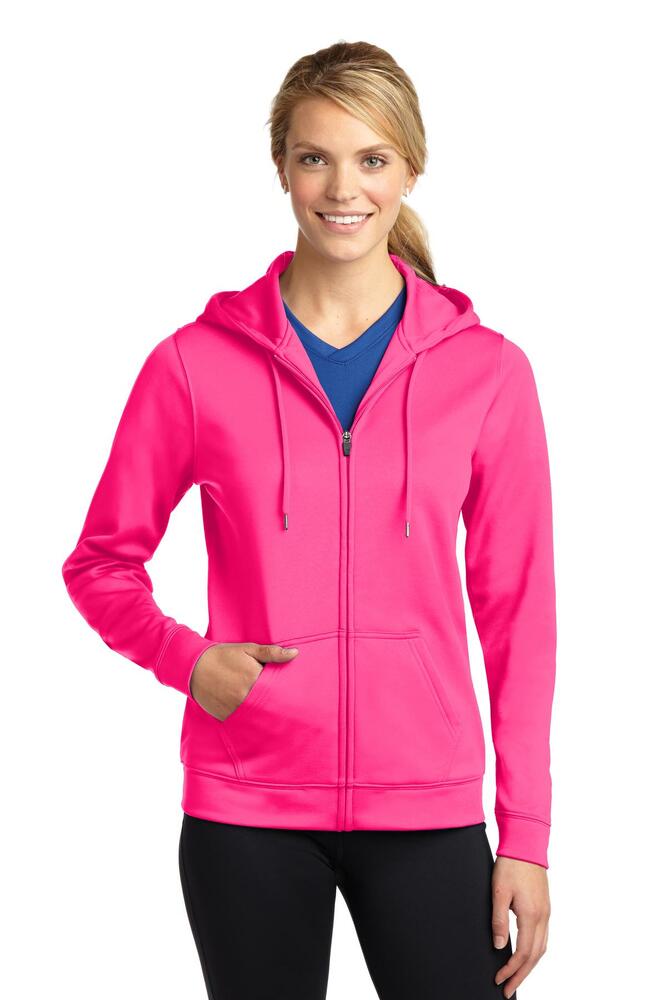 sport-tek lst238 ladies sport-wick ® fleece full-zip hooded jacket Front Fullsize