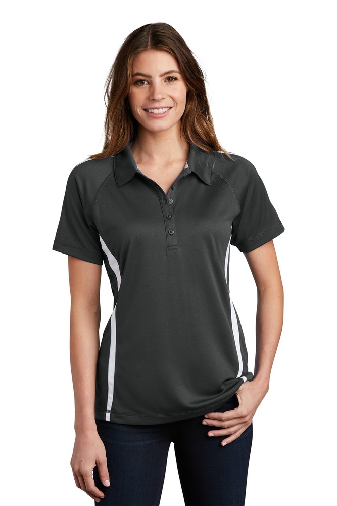 Sport-Tek LST685 Ladies PosiCharge ® Micro-Mesh Colorblock Polo Front Fullsize"