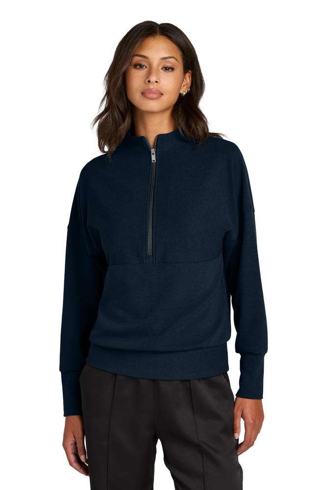 mercer+mettle mm3041 women's linear texture 1/4-zip Front Fullsize