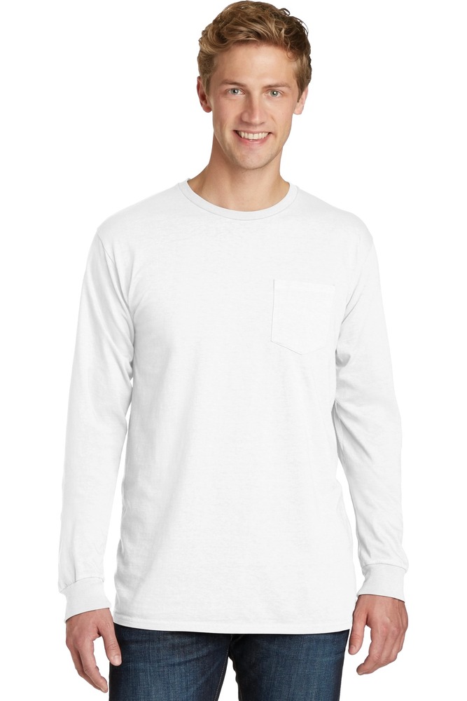 Port & Company PC099LSP | Beach Wash ™ Garment-Dyed Long Sleeve Pocket ...