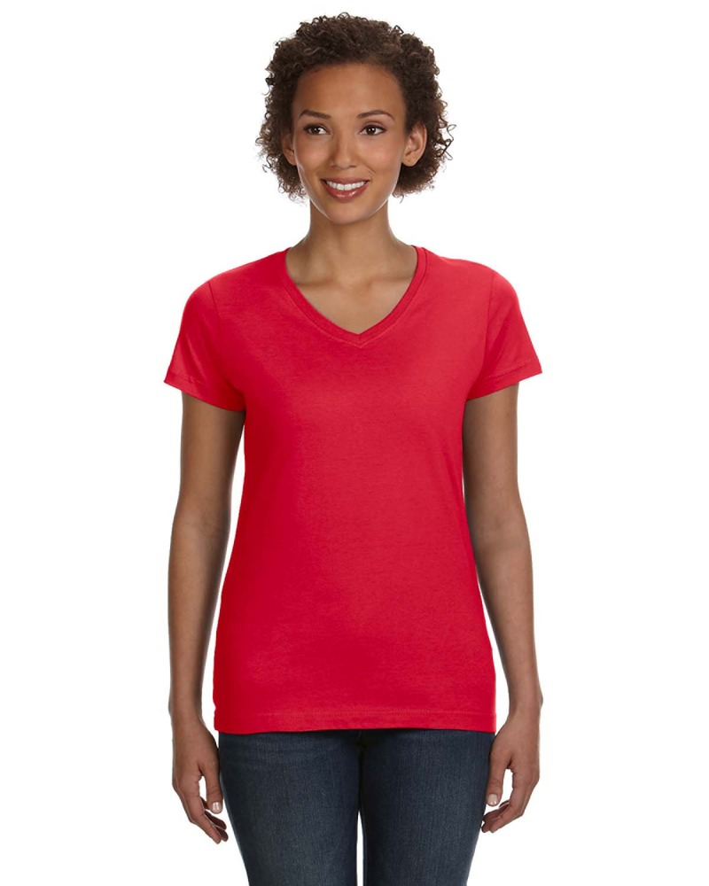 LAT 3507 Ladies' V-Neck Fine Jersey T-Shirt Front Fullsize"