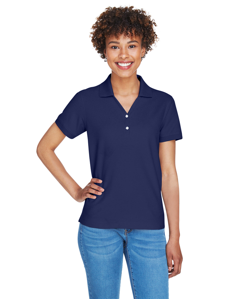 devon & jones d100w ladies' pima piqué short-sleeve y-collar polo Front Fullsize