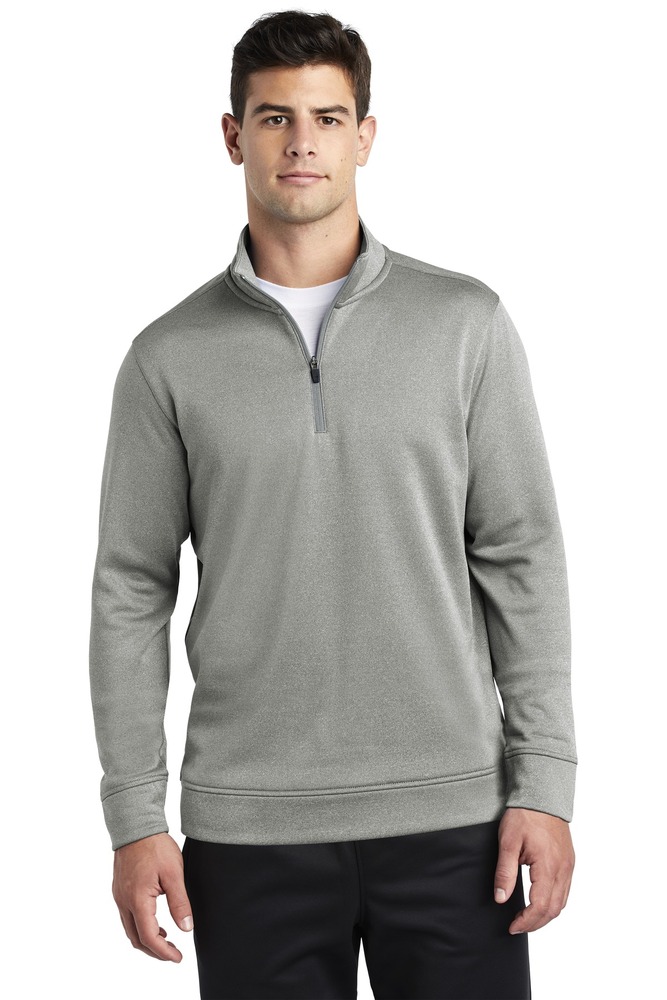 sport-tek st263 posicharge ® sport-wick ® heather fleece 1/4-zip pullover Front Fullsize
