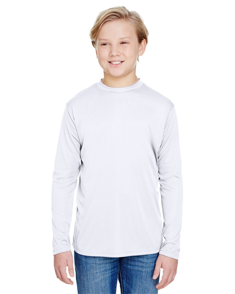 a4 nb3165 youth long sleeve cooling performance crew shirt Front Fullsize
