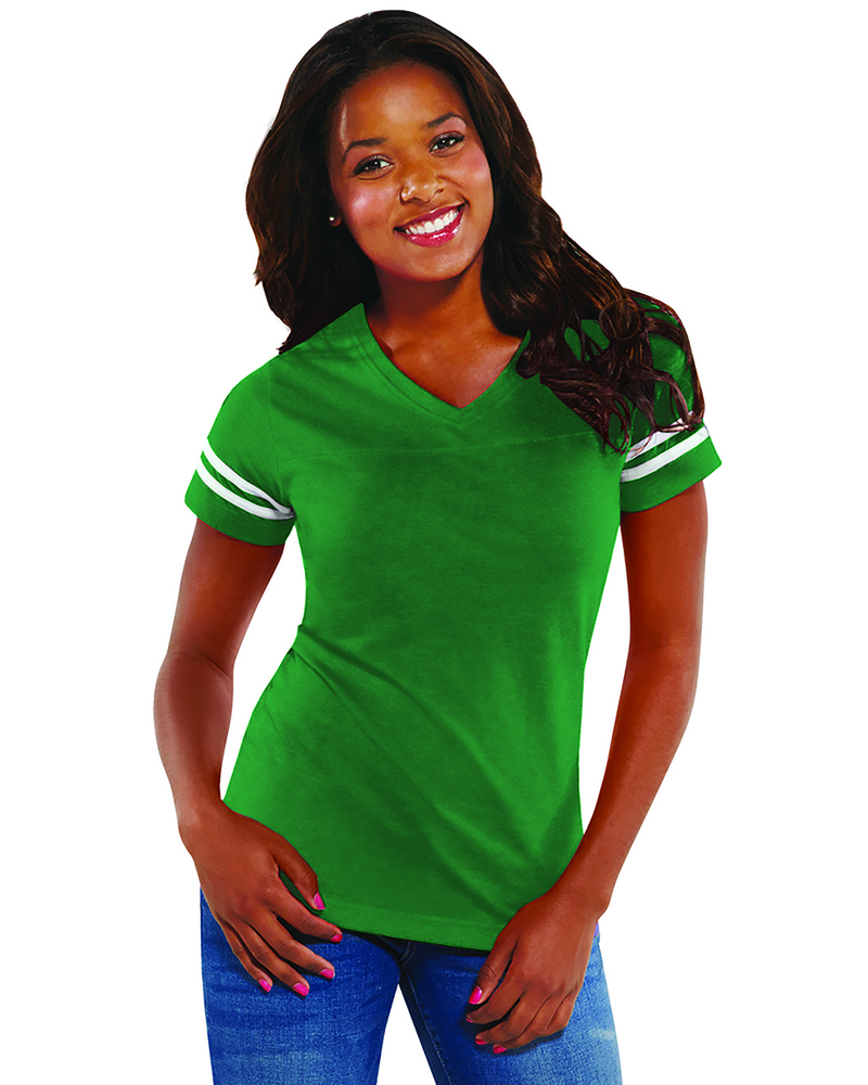 LAT 3537 Women's Football V-Neck Fine Jersey Tee Front Fullsize"