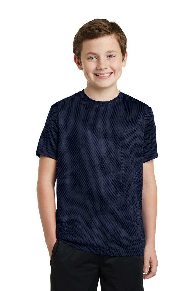 Sport-Tek YST370 Youth CamoHex Tee Front Fullsize"