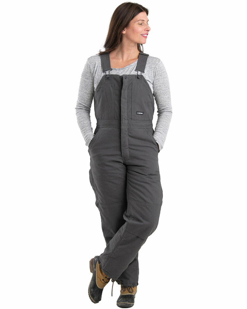 berne wb515 ladies' softstone duck insulated bib overall Front Fullsize