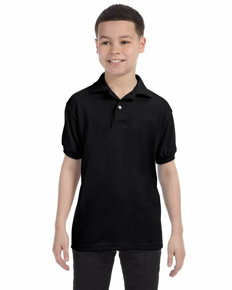 Hanes 054Y Youth 50/50 EcoSmart® Jersey Knit Polo Front Fullsize"