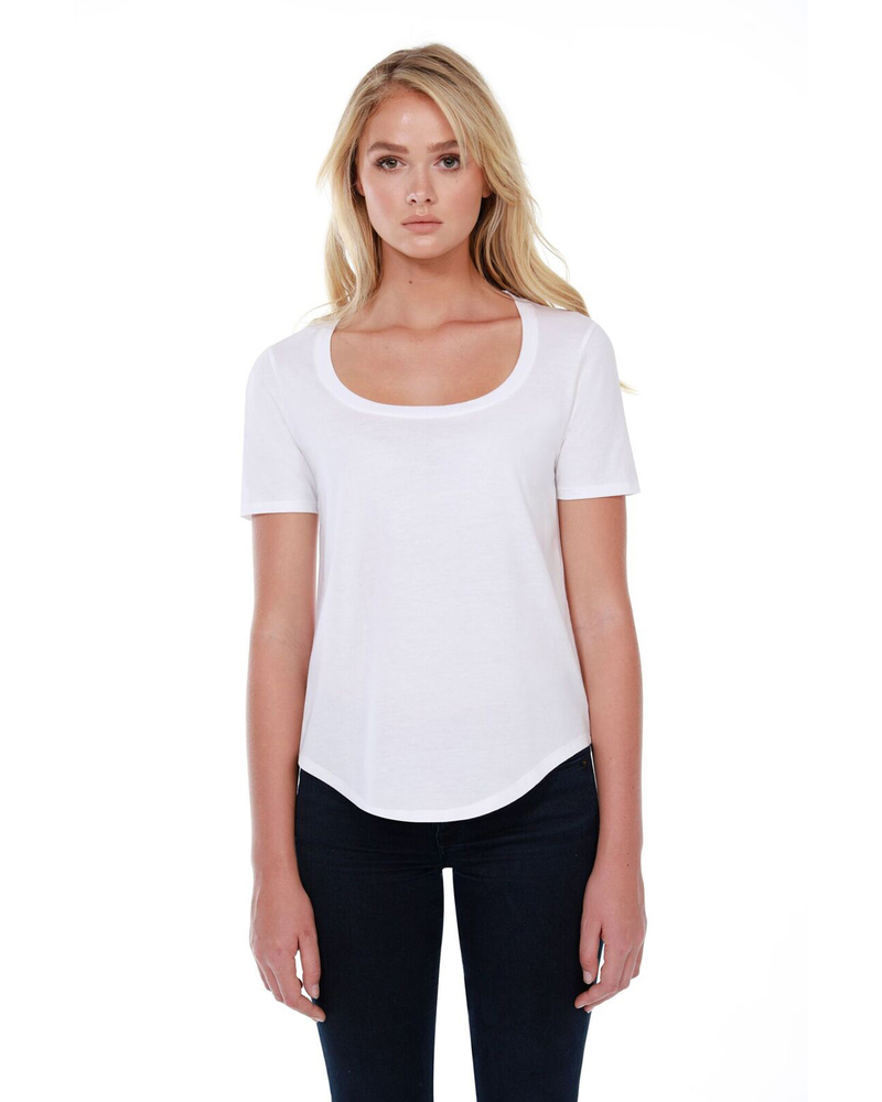 startee st1019 ladies' 3.5 oz., 100% cotton u-neck t-shirt Front Fullsize