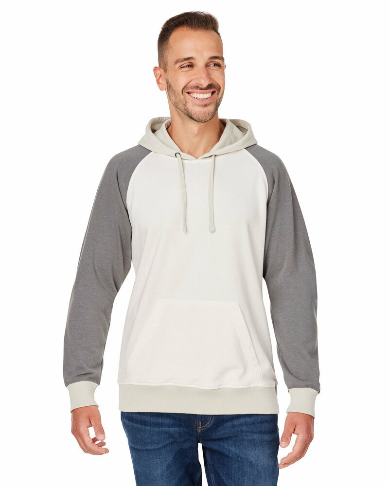 j america 8886ja unisex vintage tricolor hooded sweatshirt Front Fullsize