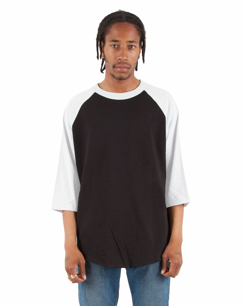 shaka wear shrag adult 6 oz., 3/4-sleeve raglan t-shirt Front Fullsize