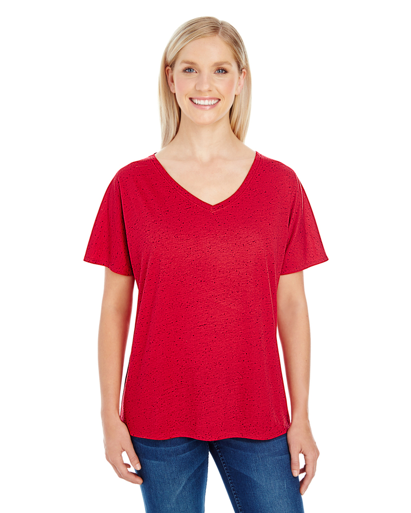 threadfast apparel 203fv ladies' triblend fleck short-sleeve v-neck t-shirt Front Fullsize