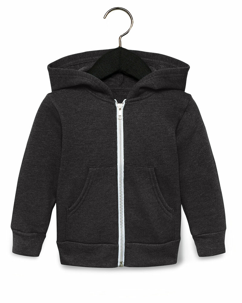 bella + canvas 3739t toddler full-zip hooded sweatshirt Front Fullsize