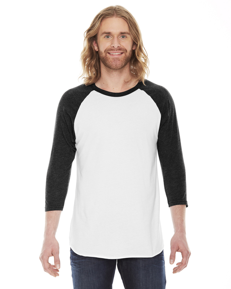 american apparel bb453 unisex poly-cotton usa made 3/4-sleeve raglan t-shirt Front Fullsize