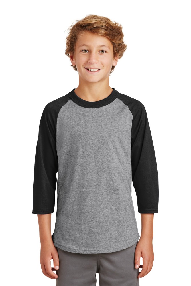 sport-tek yt200 youth colorblock raglan jersey Front Fullsize