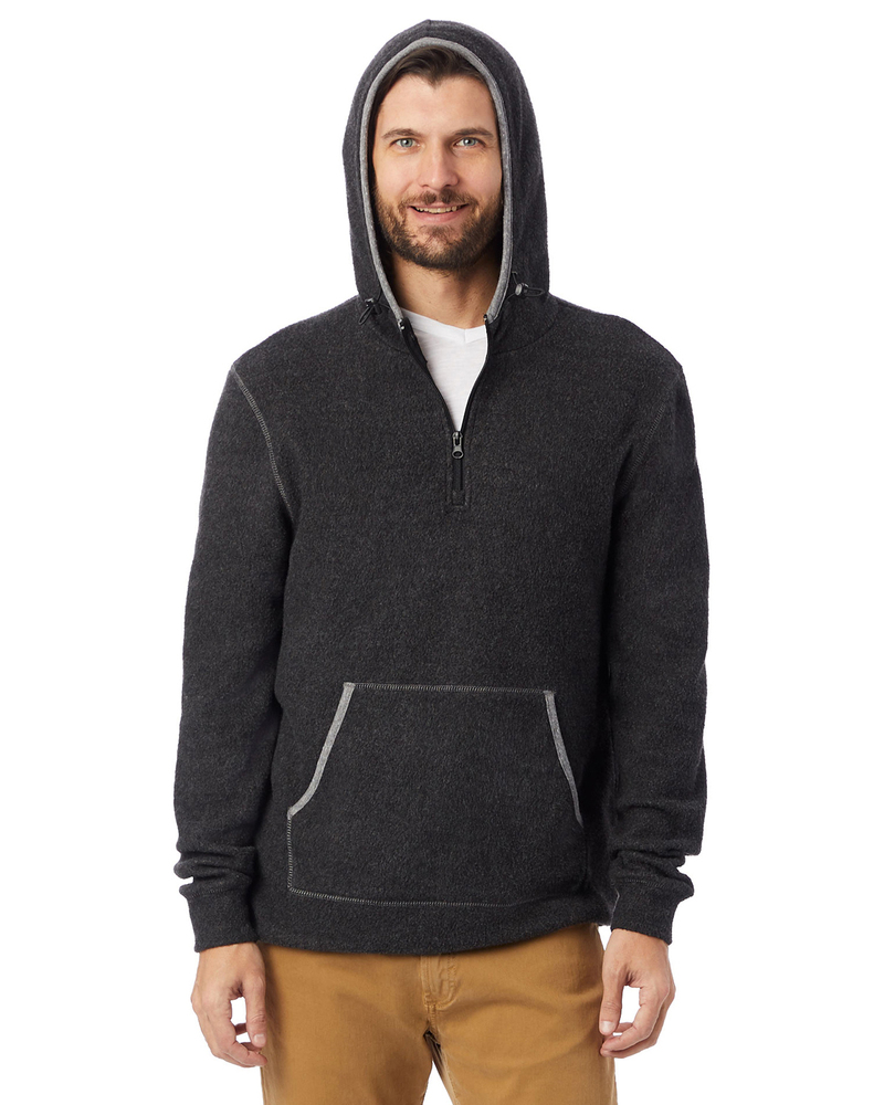 alternative 43251rt adult quarter zip fleece hooded sweatshirt Front Fullsize