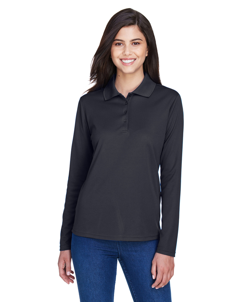 core365 78192 ladies' pinnacle performance long-sleeve piqué polo Front Fullsize