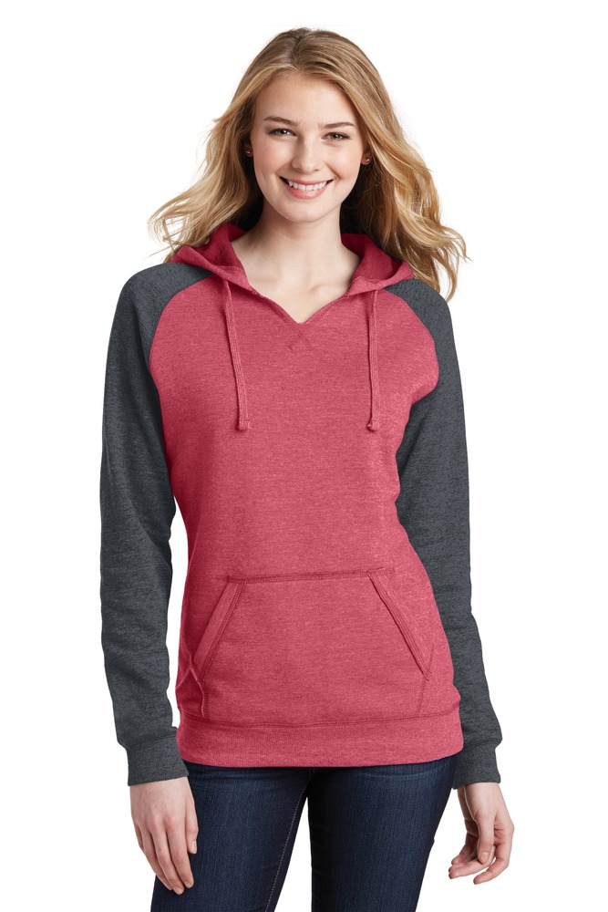 District DT296 Women's Lightweight Fleece Raglan Hoodie Front Fullsize"