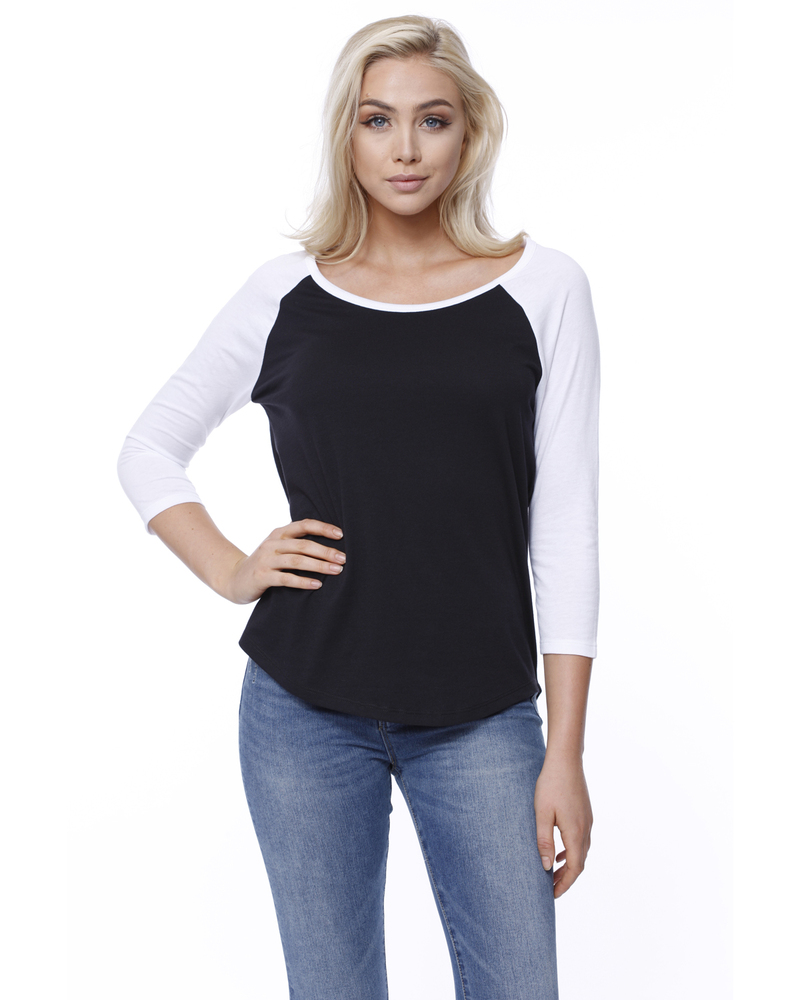 startee st1475 ladies' cvc long-sleeve raglan Front Fullsize