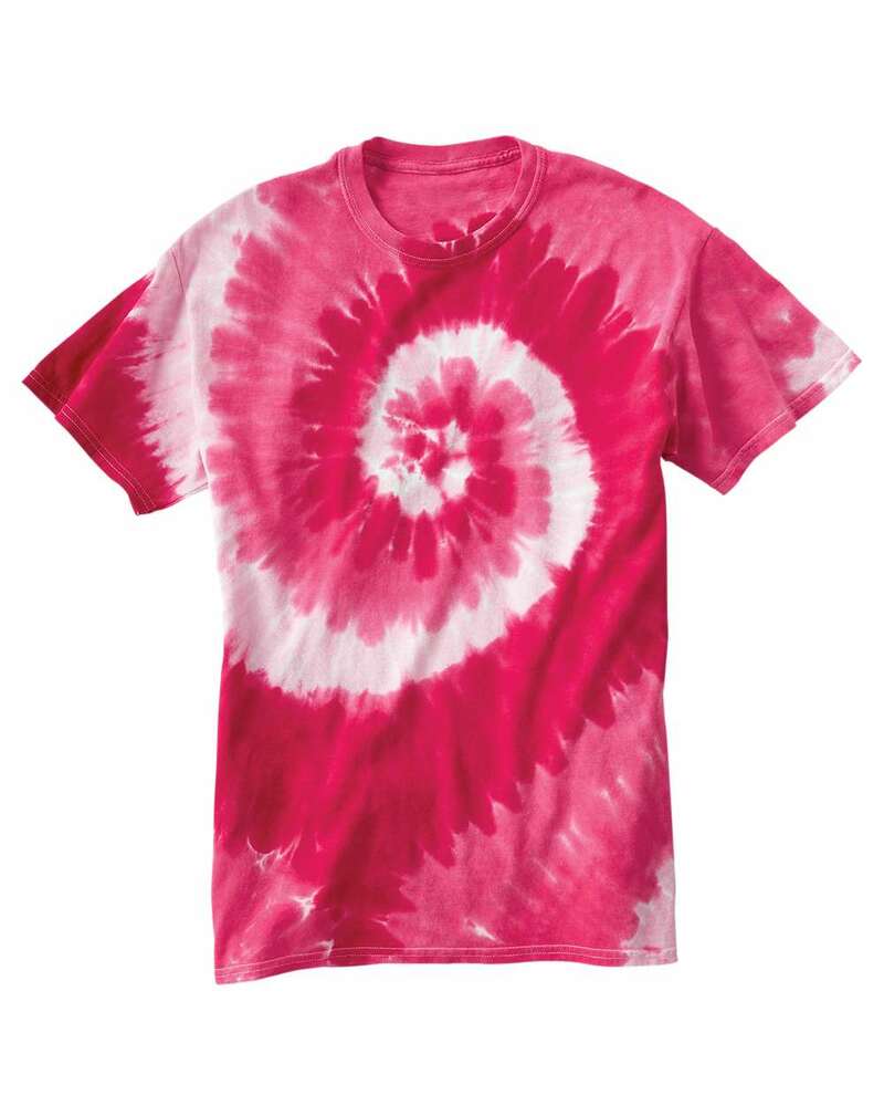 dyenomite 200ms multi-color spiral tie-dyed t-shirt Front Fullsize