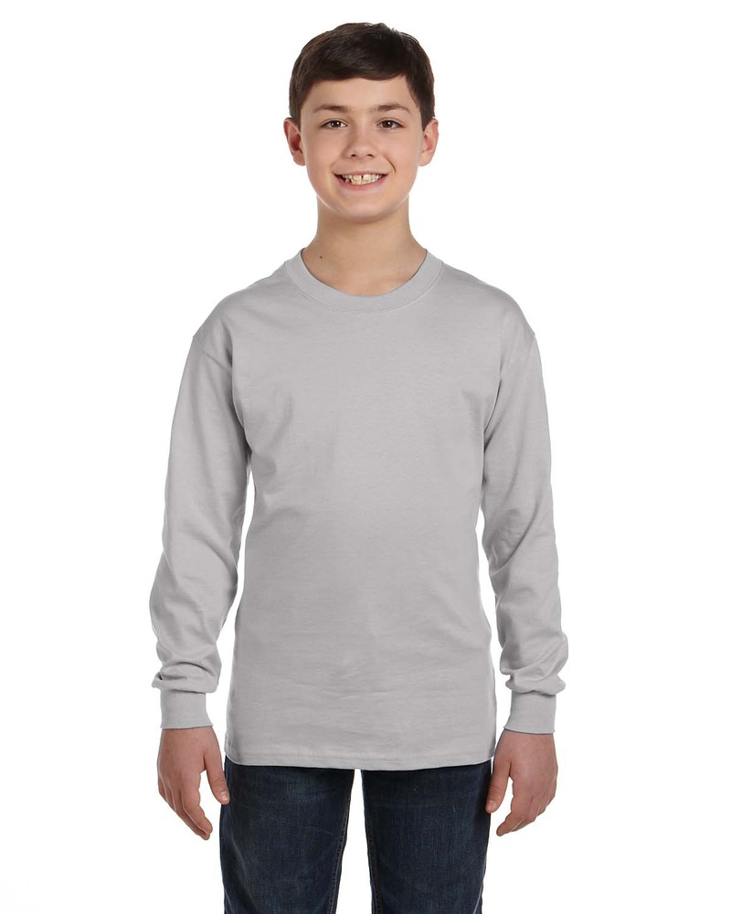 Hanes 5546 Youth Authentic-T Long-Sleeve T-Shirt Front Fullsize"
