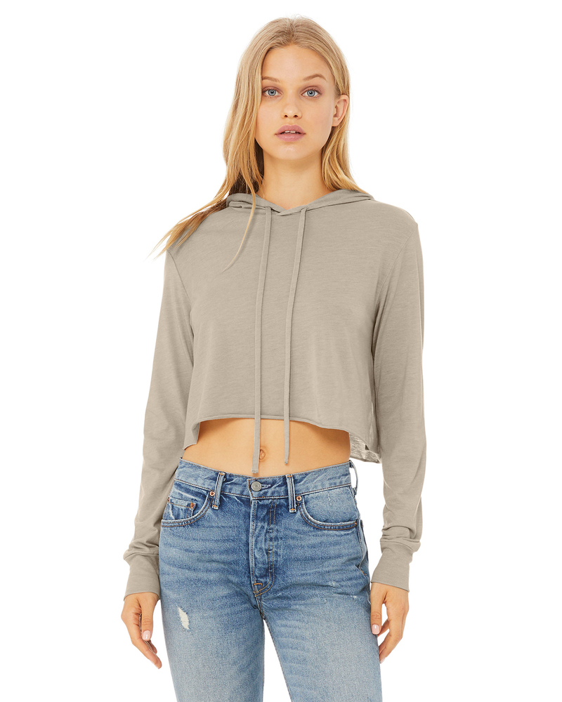 bella + canvas 8512 ladies' cropped long sleeve hooded t-shirt Front Fullsize