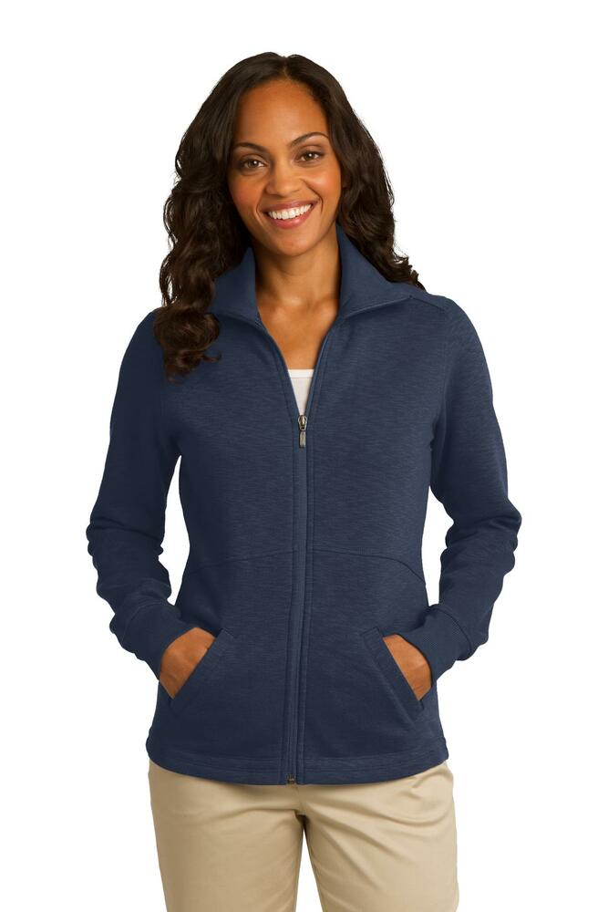 port authority l293 ladies slub fleece full-zip jacket Front Fullsize