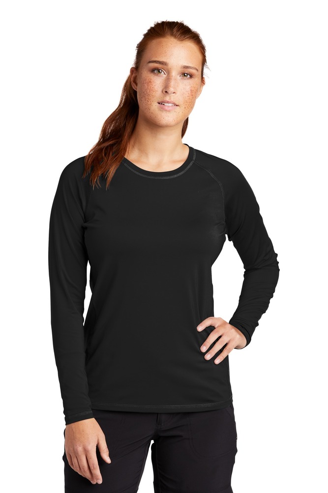 sport-tek lst470ls ladies long sleeve rashguard tee Front Fullsize