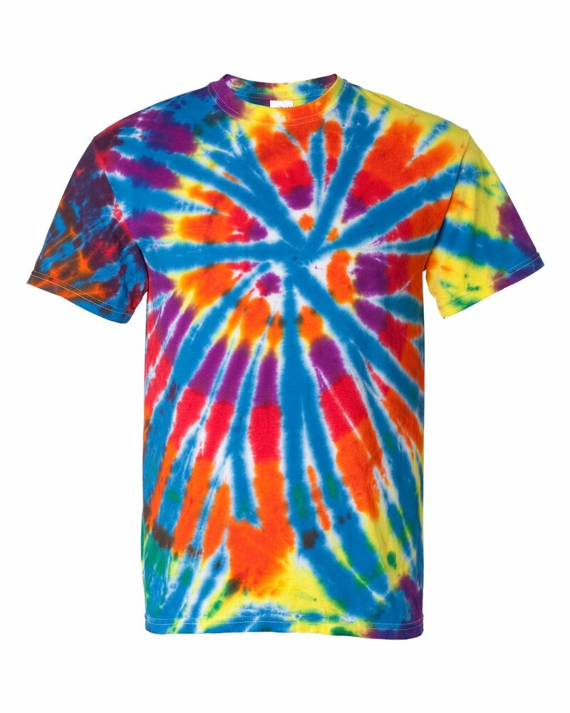 dyenomite 200td rainbow cut spiral t-shirt Front Fullsize