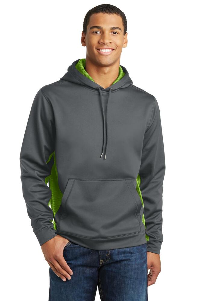 sport-tek st239 sport-wick ® camohex fleece colorblock hooded pullover Front Fullsize