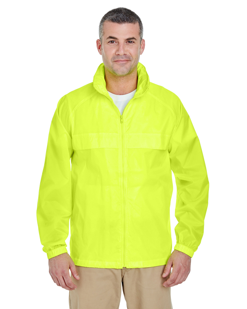 ultraclub 8929 adult full-zip hooded pack-away jacket Front Fullsize