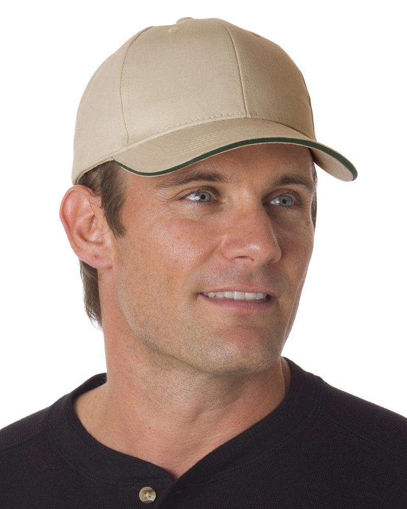 bayside ba3621 100% brushed cotton twill structured sandwich cap Front Fullsize