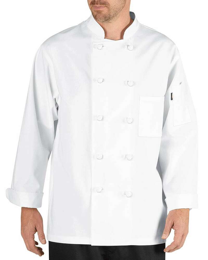 dickies dc121 long-sleeve knot button chef coat Front Fullsize