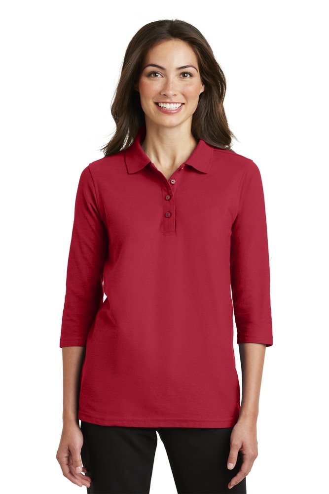 Port Authority L562 Ladies Silk Touch™ 3/4-Sleeve Polo Front Fullsize"