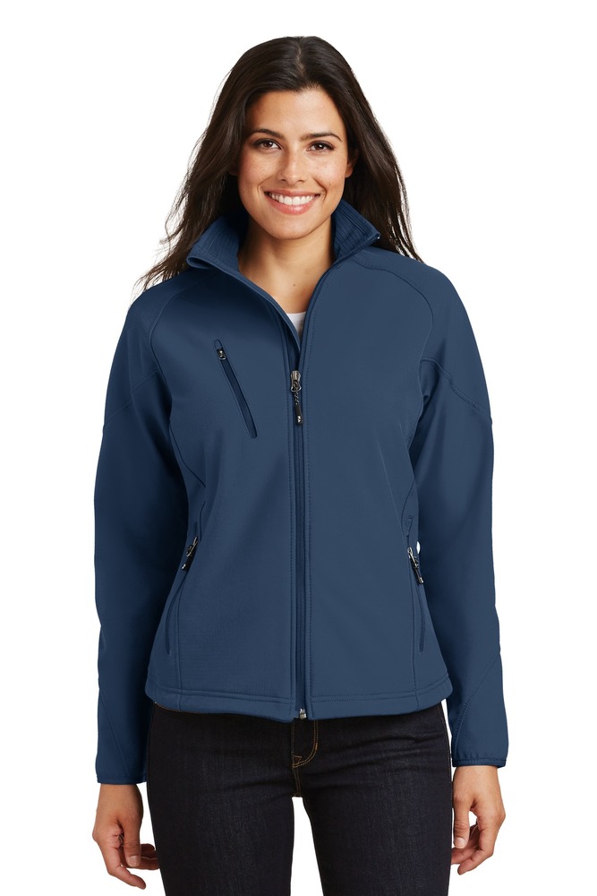 port authority l705 ladies textured soft shell jacket Front Fullsize