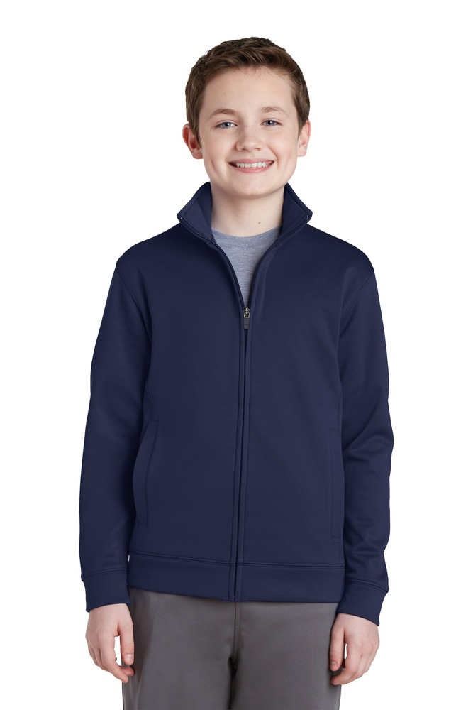 sport-tek yst241 youth sport-wick ® fleece full-zip jacket Front Fullsize