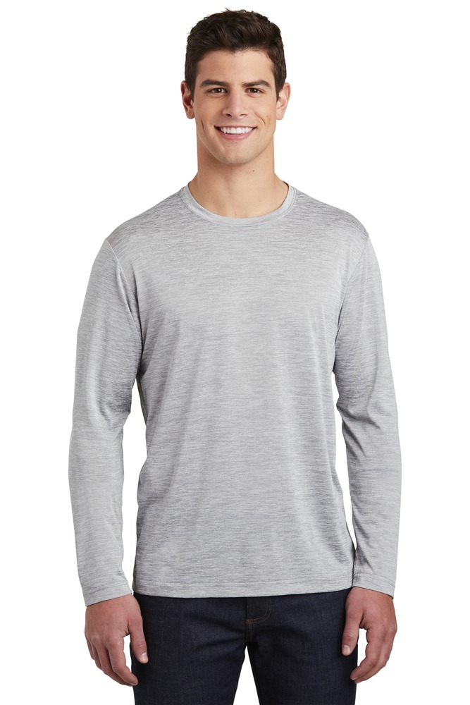 sport-tek st390ls posicharge ® long sleeve electric heather tee Front Fullsize